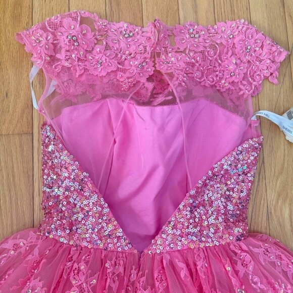 Sherri Hill Pink Lace & Sequin Short Dress – Size Small – Made in China - New - Picture 4 of 15